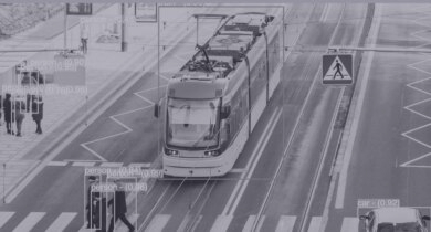 Railway car on street