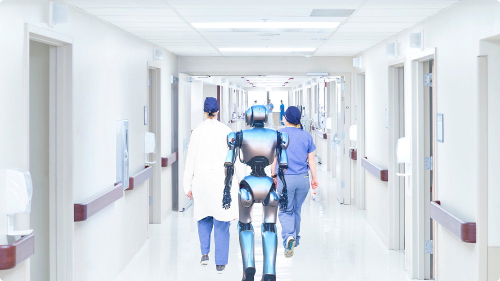 Doctors walking in hospital