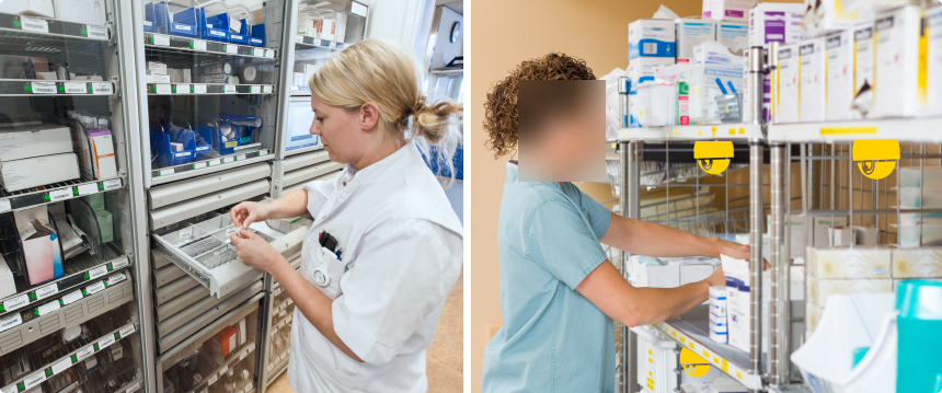 Nurse using AI-powered system to manage hospital PAR room supplies